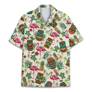 Tropical Tiki Hawaiian Shirt Unisex Flamingo And Tiki Shirt