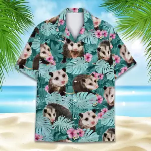 Tropical Opossum Hawaiian Shirt Unisex Wo Opossum Shirt Opossum Button Up Holiday Summer Beach Short Sleeve Button Down